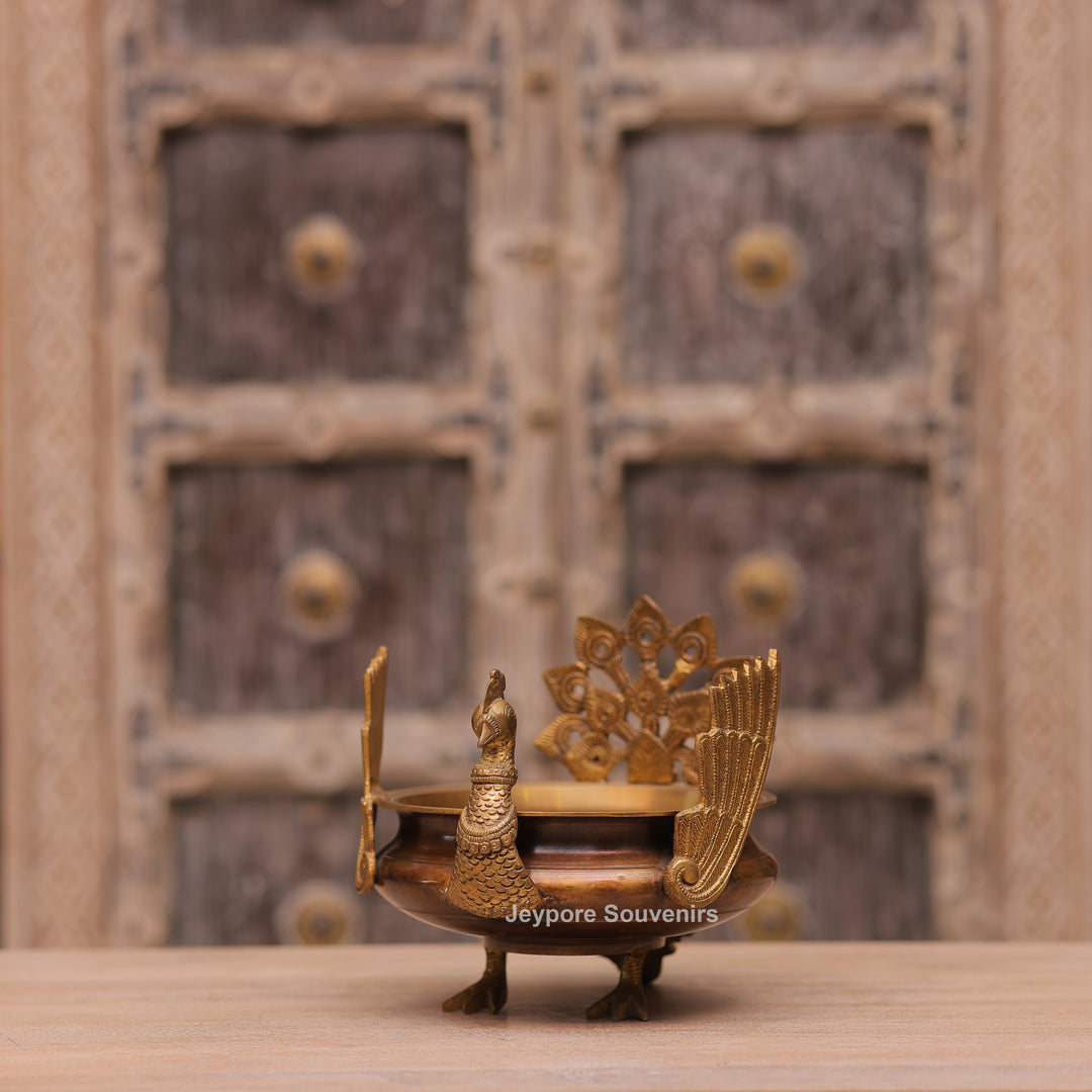 Handcrafted Brass Peacock Urli Bowl