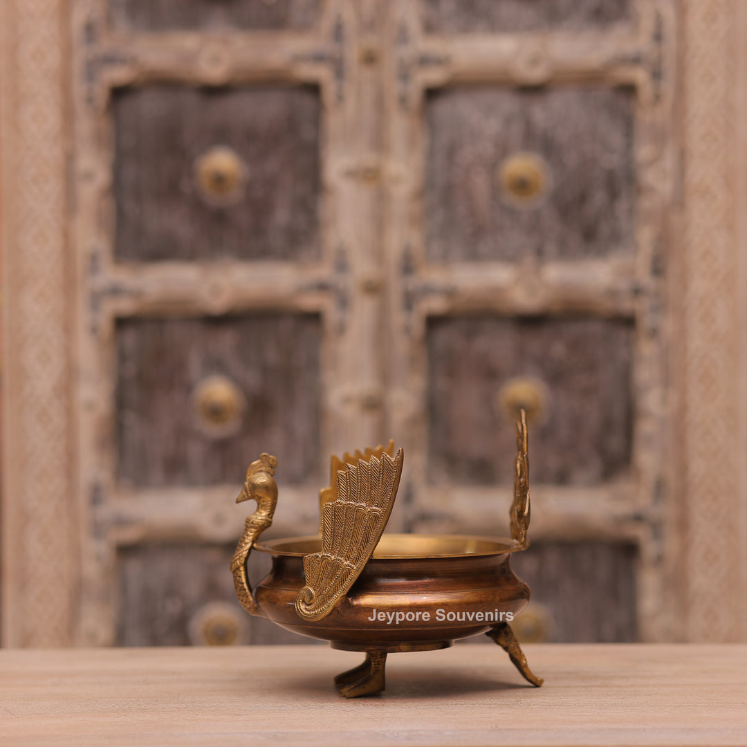 Handcrafted Brass Peacock Urli Bowl