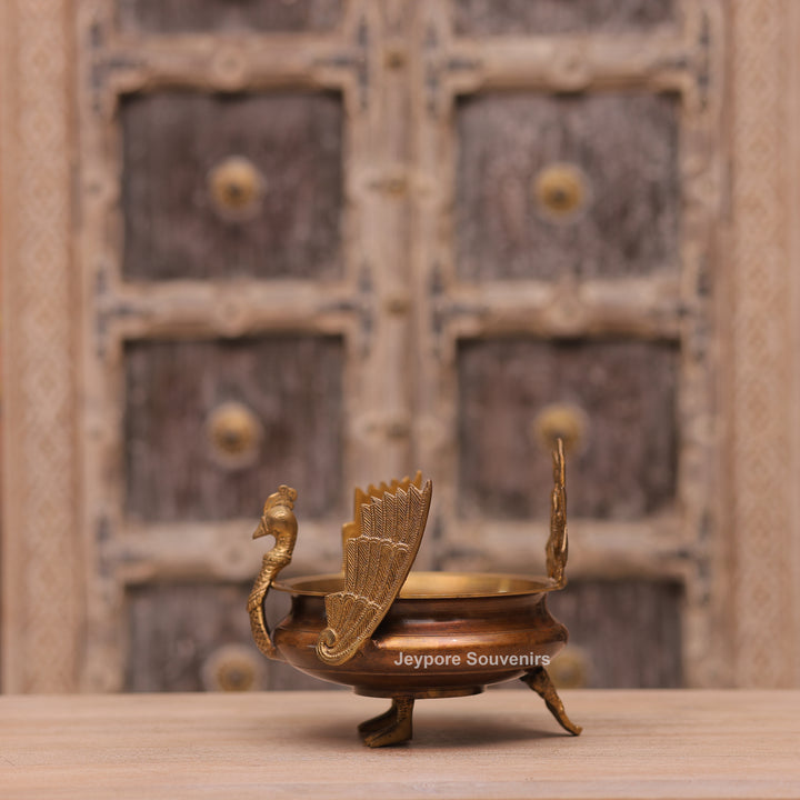 Handcrafted Brass Peacock Urli Bowl