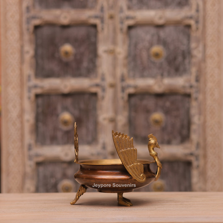Handcrafted Brass Peacock Urli Bowl