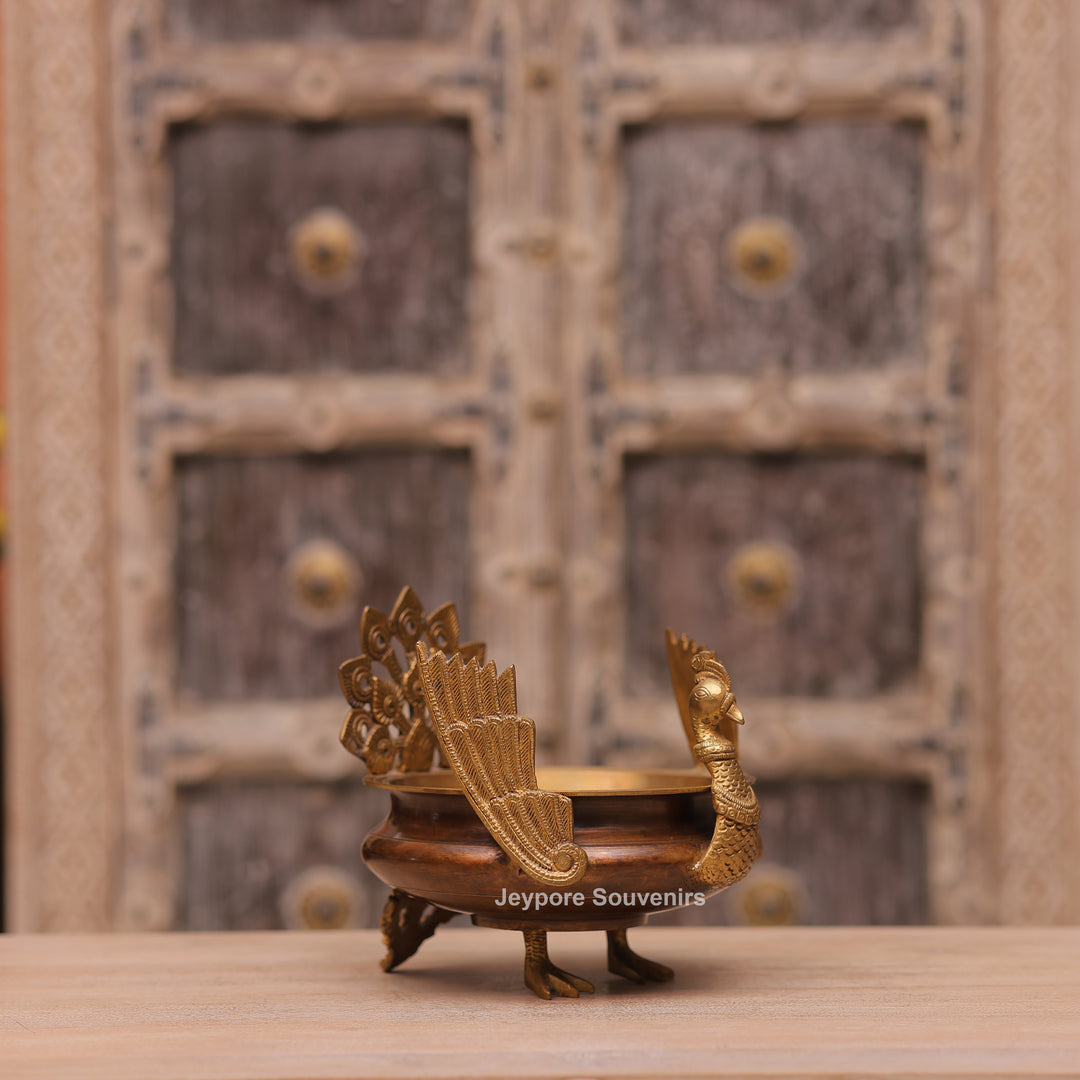 Handcrafted Brass Peacock Urli Bowl