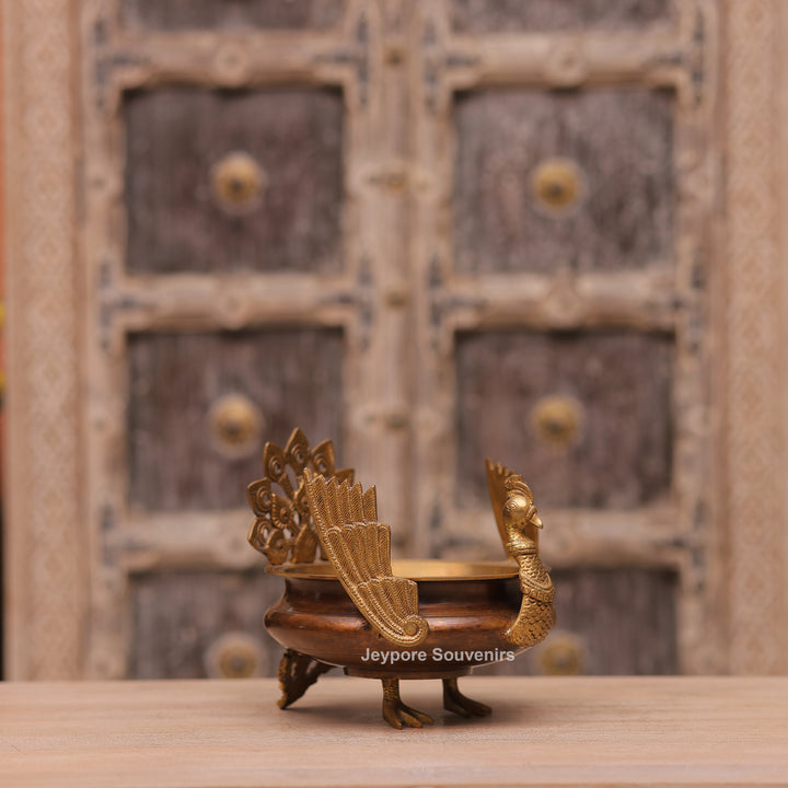 Handcrafted Brass Peacock Urli Bowl
