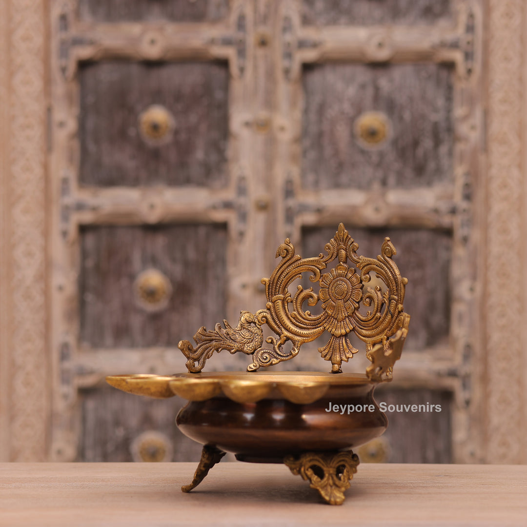 Handcrafted Brass Multi-Wick Urli Oil Lamp