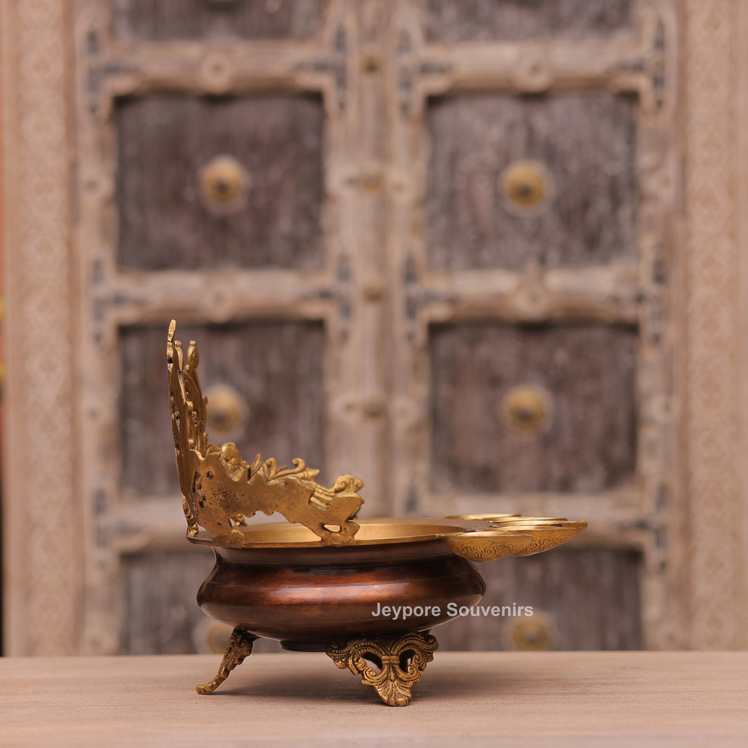 Handcrafted Brass Multi-Wick Urli Oil Lamp