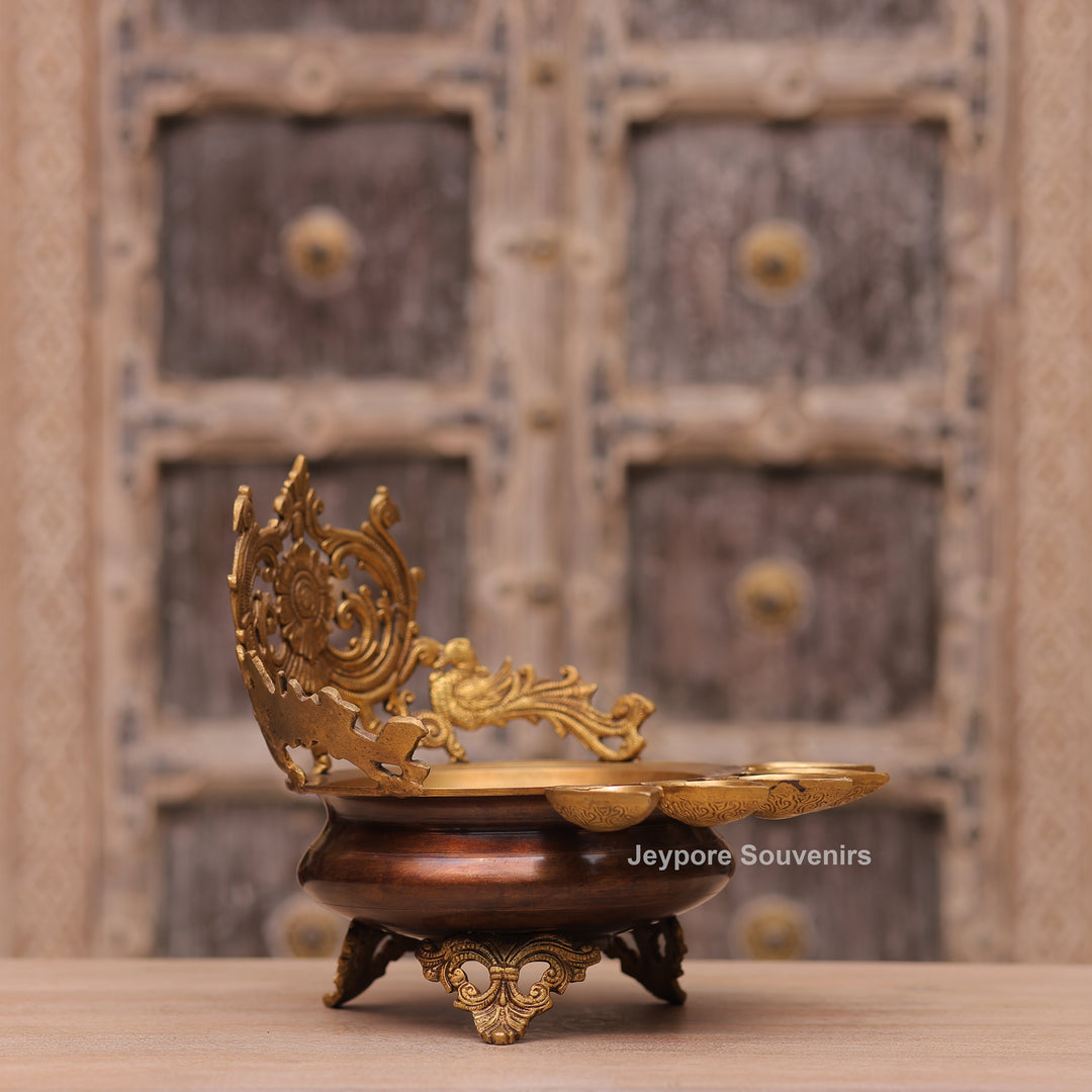 Handcrafted Brass Multi-Wick Urli Oil Lamp