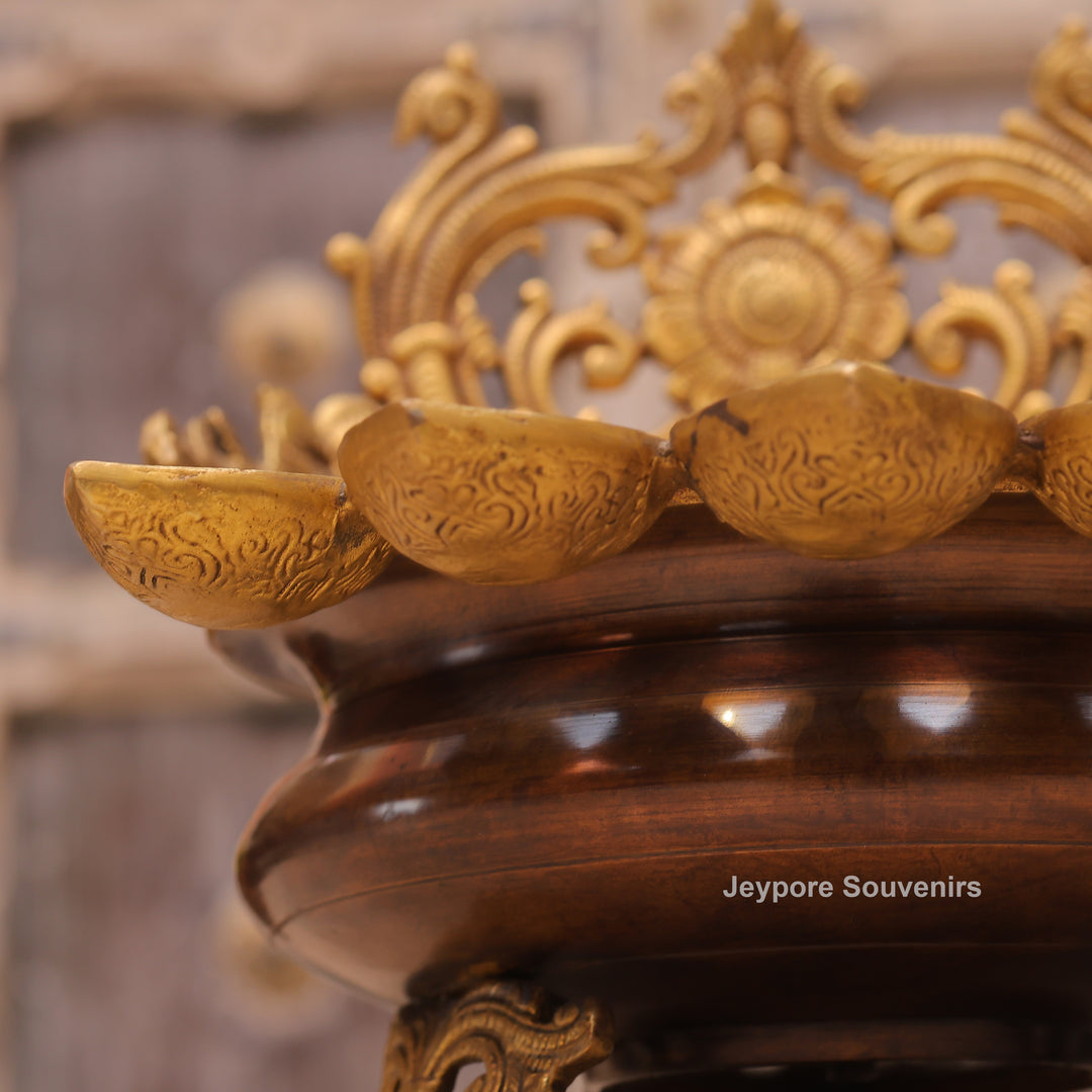Handcrafted Brass Multi-Wick Urli Oil Lamp