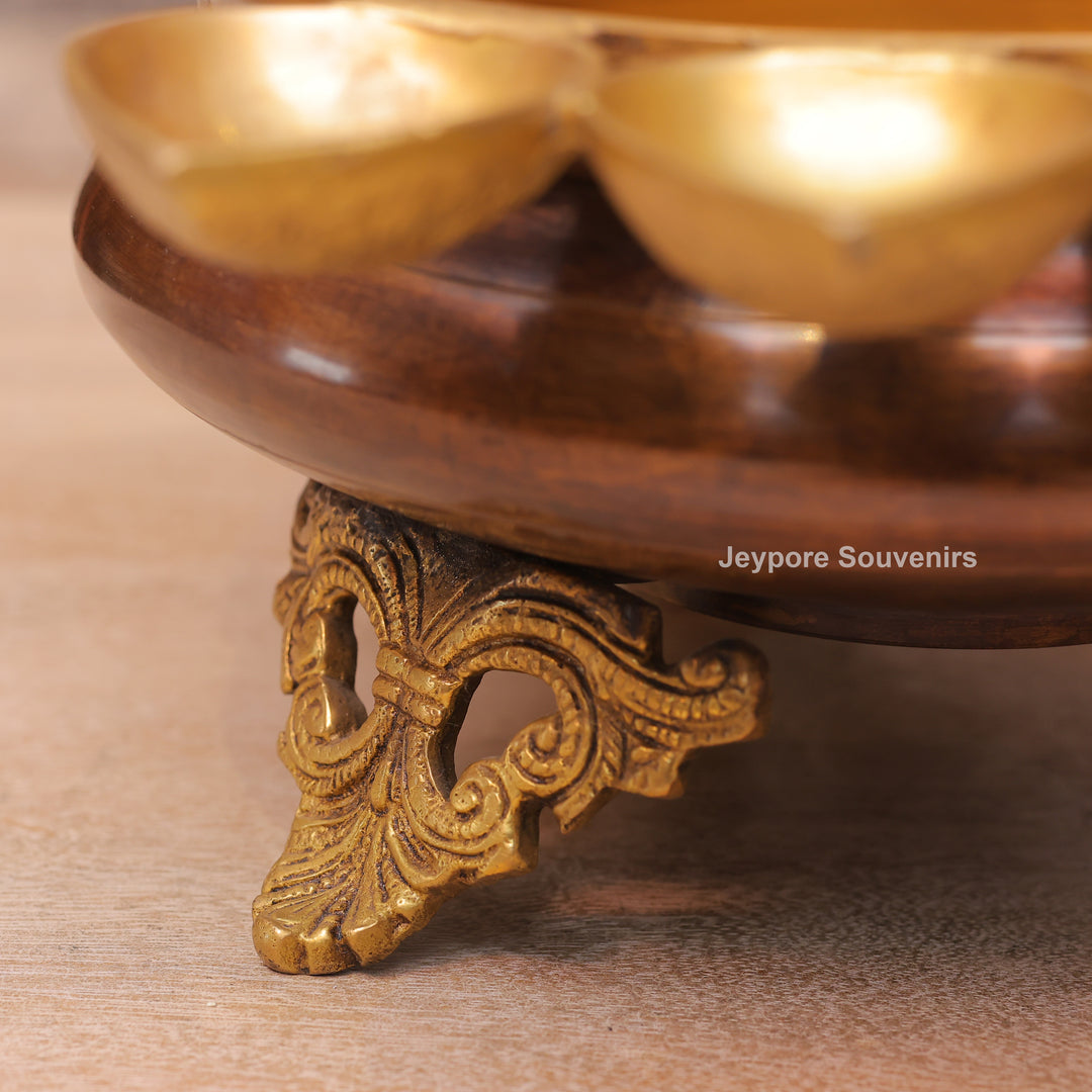 Handcrafted Brass Multi-Wick Urli Oil Lamp
