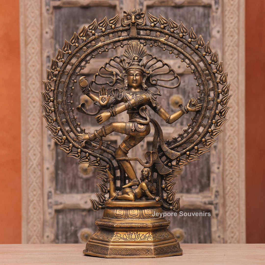 Large Handcrafted Brass Nataraja Statue with Cosmic Ring of Fire