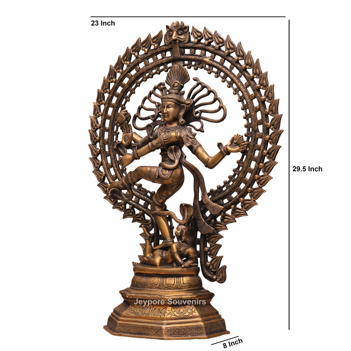 Large Handcrafted Brass Nataraja Statue with Cosmic Ring of Fire