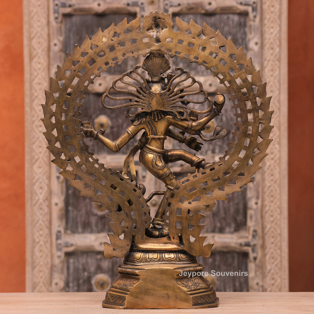 Large Handcrafted Brass Nataraja Statue with Cosmic Ring of Fire