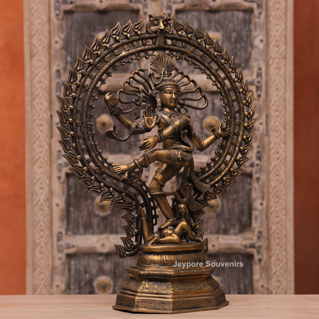 Large Handcrafted Brass Nataraja Statue with Cosmic Ring of Fire