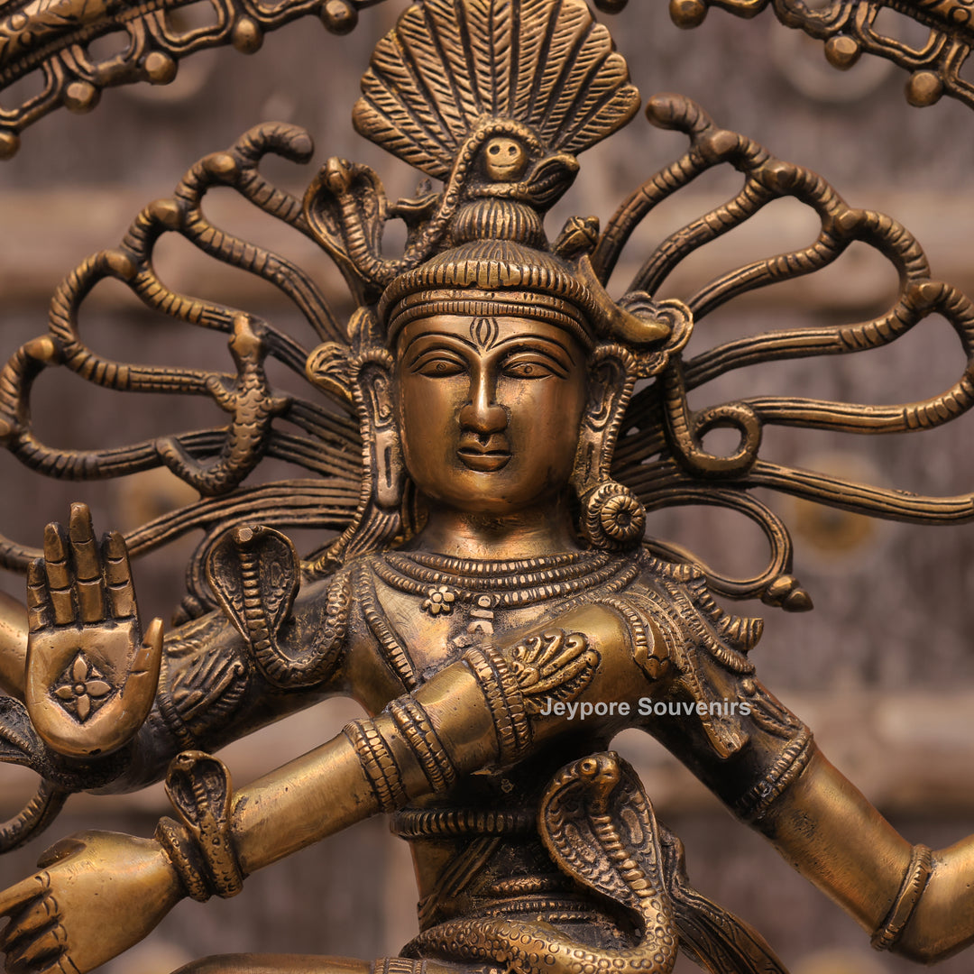 Large Handcrafted Brass Nataraja Statue with Cosmic Ring of Fire