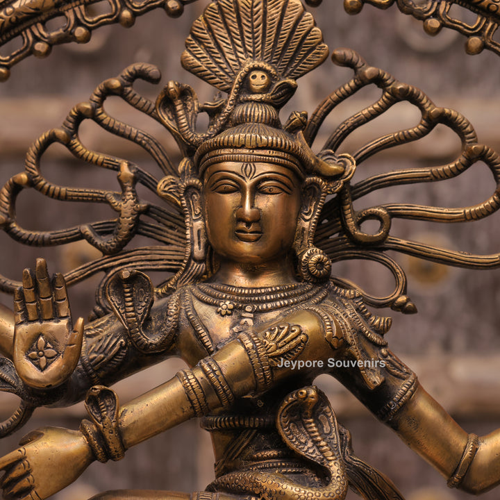 Large Handcrafted Brass Nataraja Statue with Cosmic Ring of Fire
