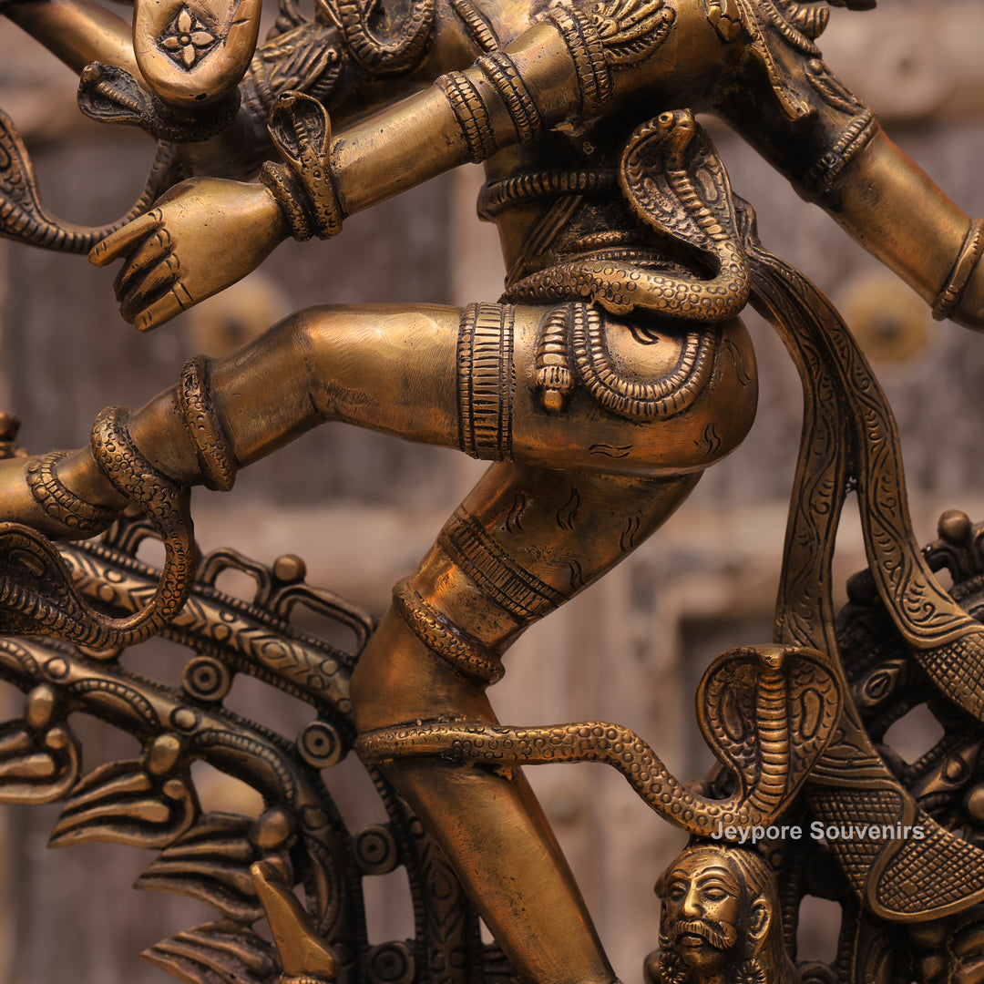 Large Handcrafted Brass Nataraja Statue with Cosmic Ring of Fire