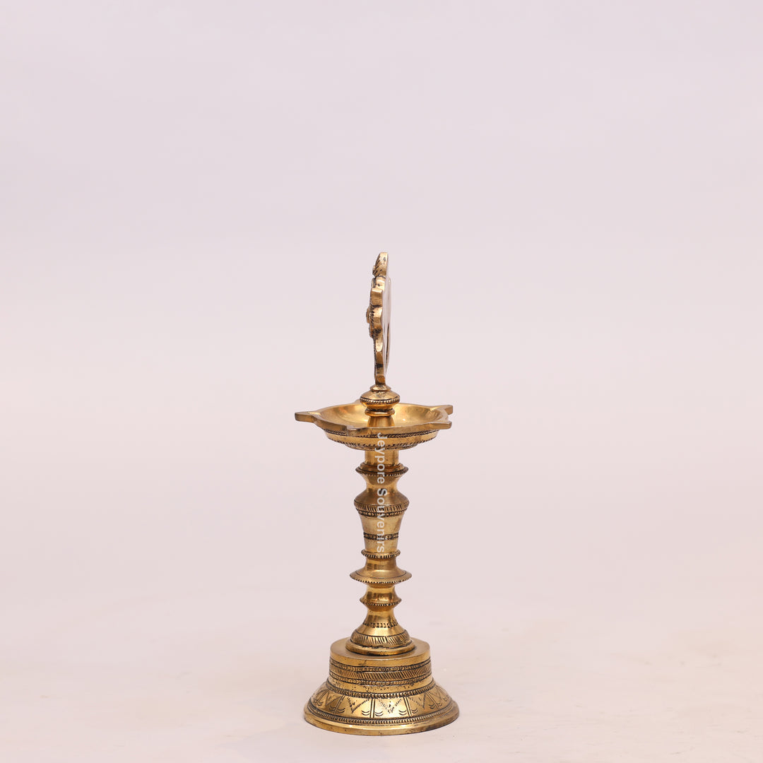 Handcrafted Brass Shankh Chakra Oil Lamp – Traditional Vishnu Deepam