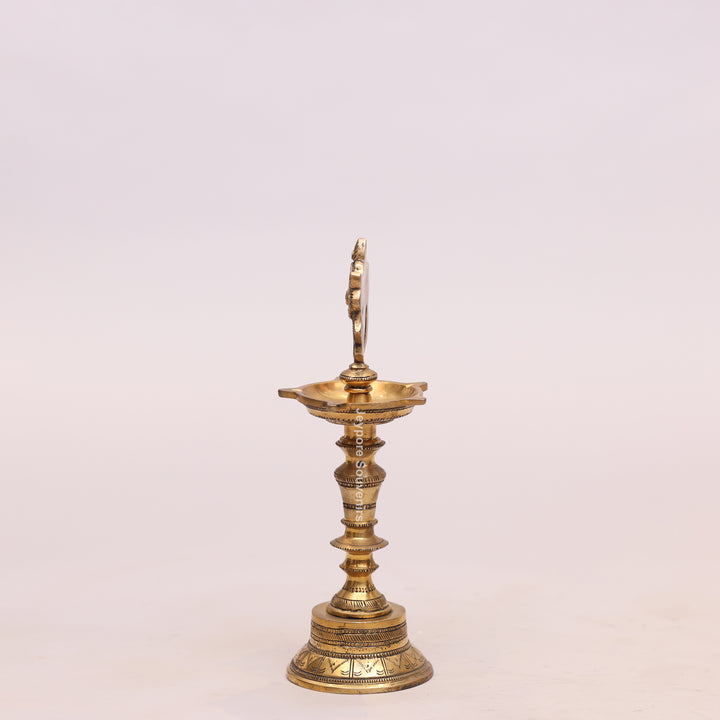 Handcrafted Brass Shankh Chakra Oil Lamp – Traditional Vishnu Deepam