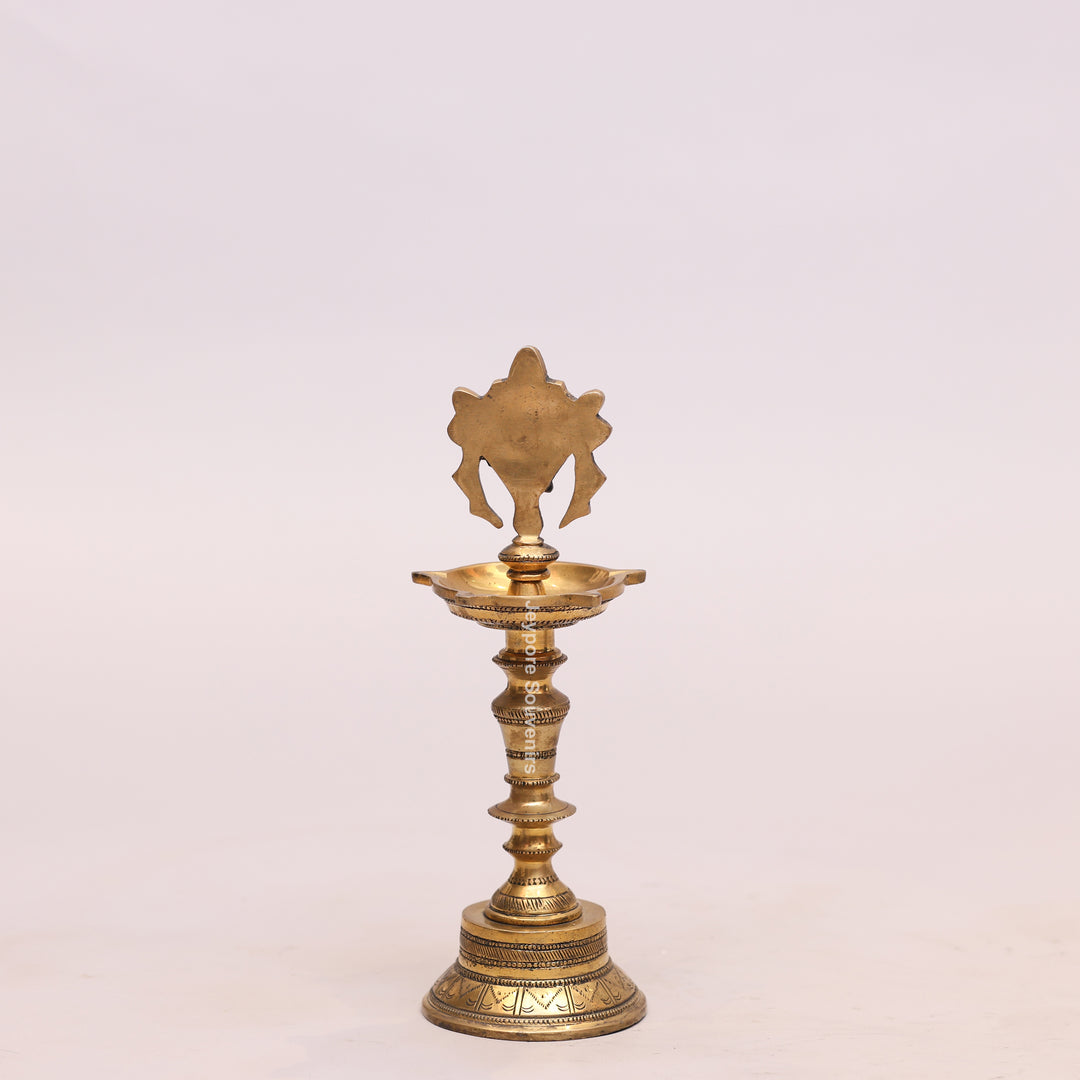 Handcrafted Brass Shankh Chakra Oil Lamp – Traditional Vishnu Deepam