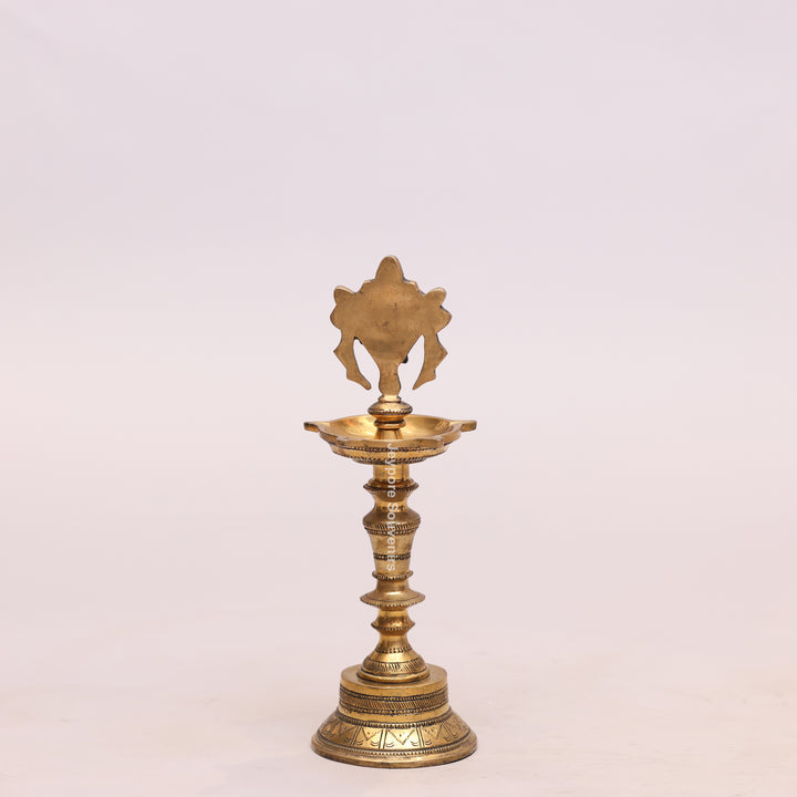 Handcrafted Brass Shankh Chakra Oil Lamp – Traditional Vishnu Deepam