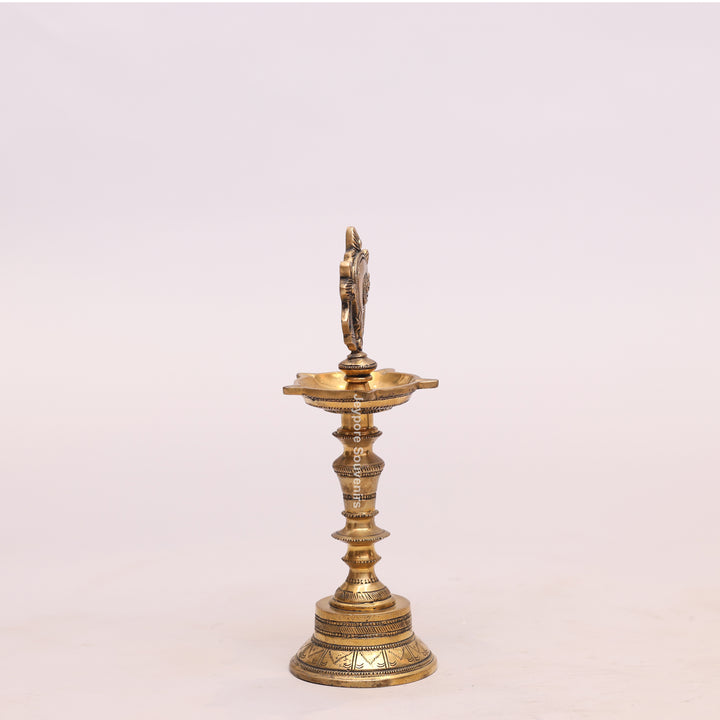 Handcrafted Brass Shankh Chakra Oil Lamp – Traditional Vishnu Deepam