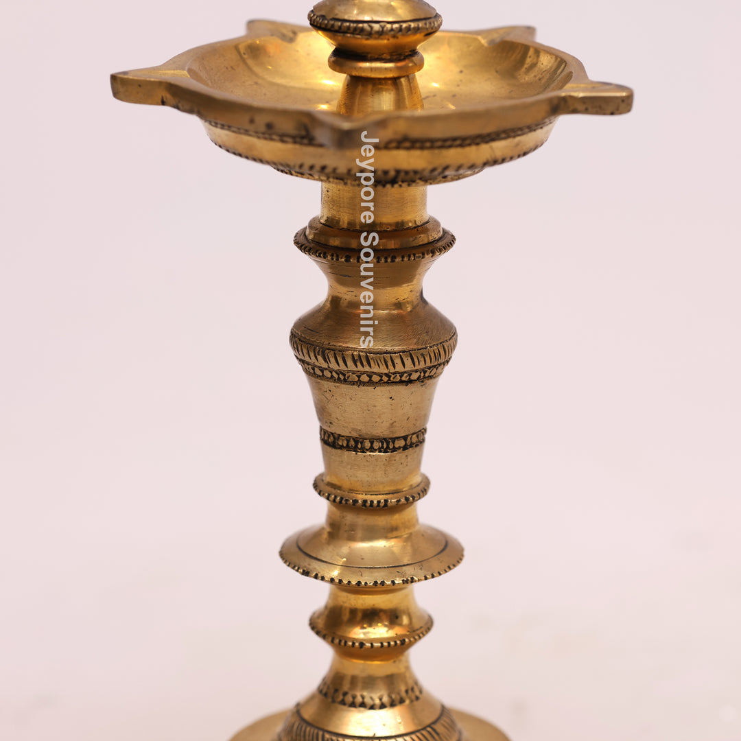 Handcrafted Brass Shankh Chakra Oil Lamp – Traditional Vishnu Deepam