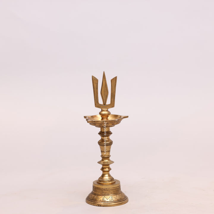 Handcrafted Brass Lord Shiva Trishul Vilakku Oil Lamp
