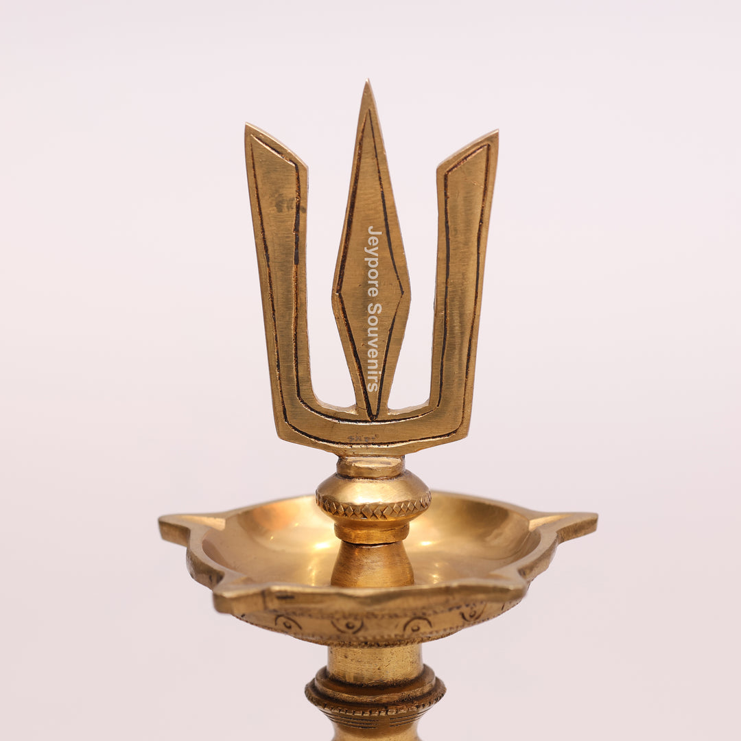 Handcrafted Brass Lord Shiva Trishul Vilakku Oil Lamp
