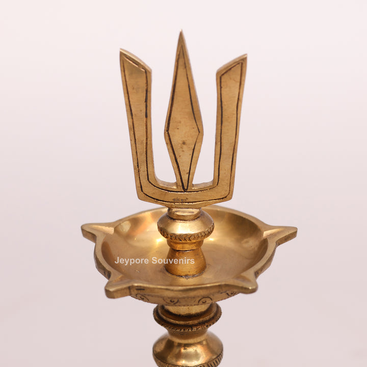 Handcrafted Brass Lord Shiva Trishul Vilakku Oil Lamp