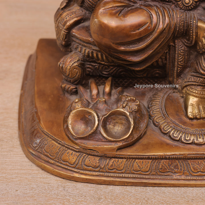 Traditional Handcrafted Brass Lord Ganesha Sitting Statue on Royal Seat