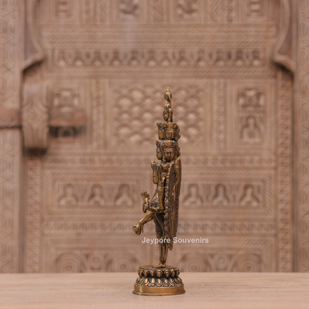 Handcrafted Brass Eleven-Headed Avalokiteshvara Statue