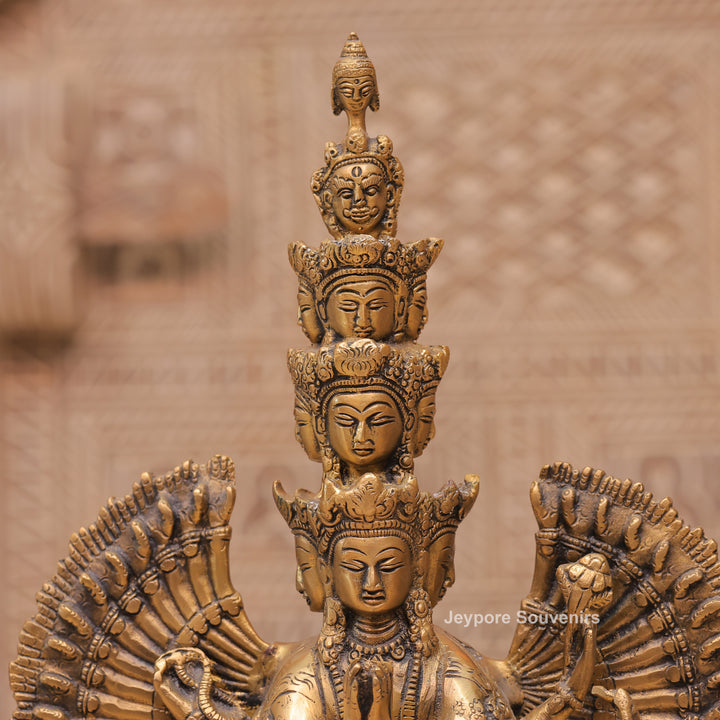 Handcrafted Brass Eleven-Headed Avalokiteshvara Statue