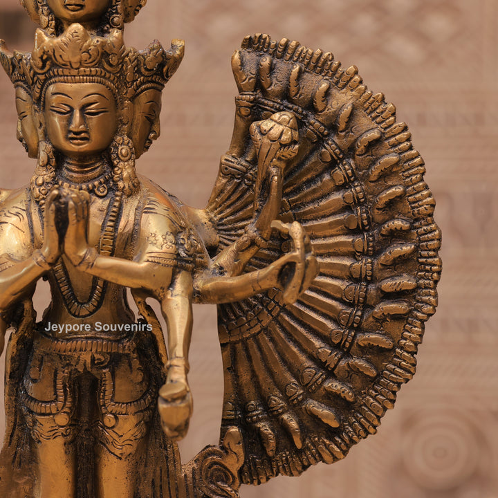 Handcrafted Brass Eleven-Headed Avalokiteshvara Statue