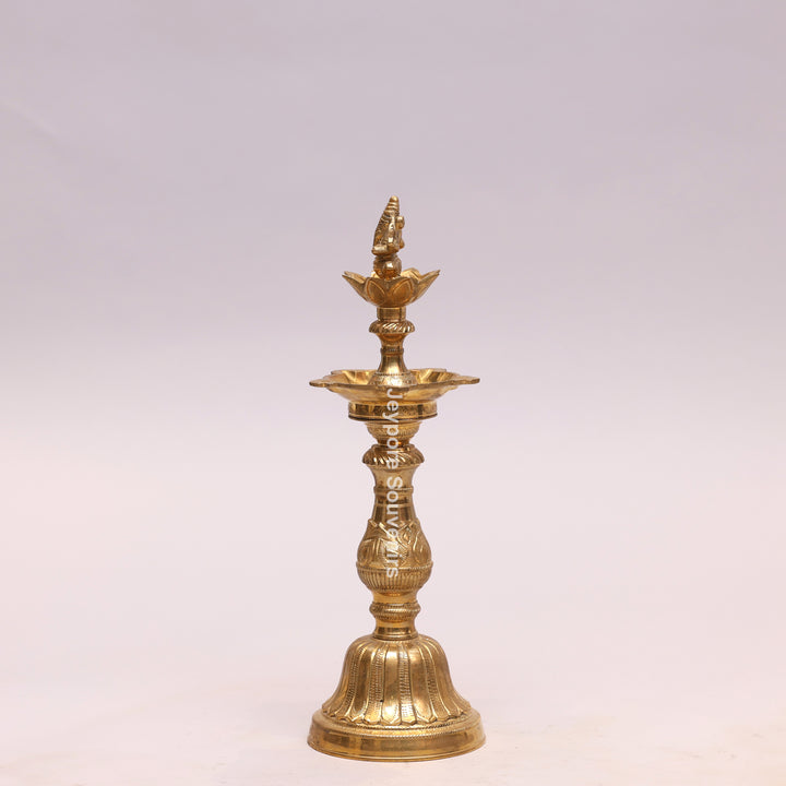 Traditional Brass Lakshmi Ganesha Kuthu Vilakku Oil Lamp