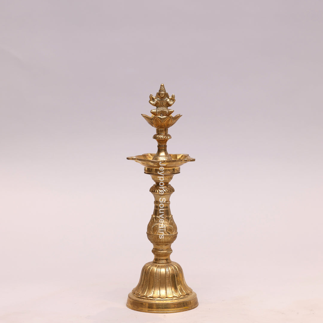 Traditional Brass Lakshmi Ganesha Kuthu Vilakku Oil Lamp