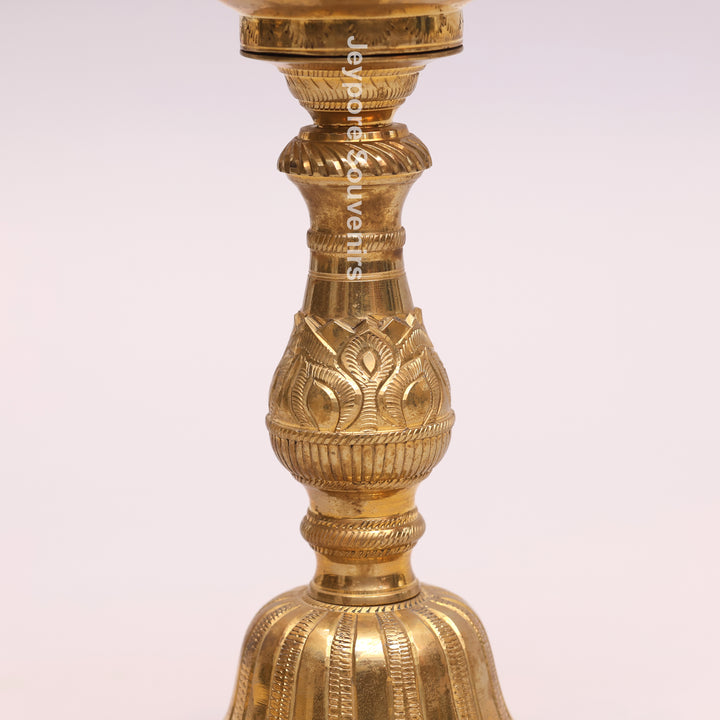 Traditional Brass Lakshmi Ganesha Kuthu Vilakku Oil Lamp