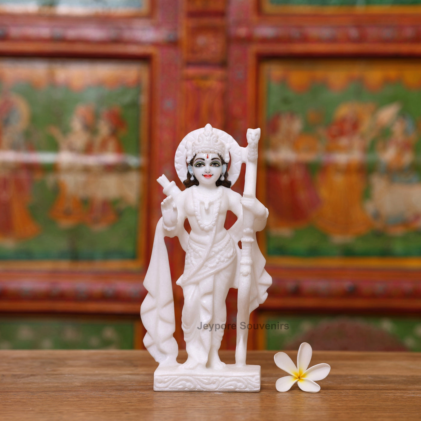 9" Pure White Marble Ram Darbar Idol Set | Ram, Sita, Lakshman And Hanuman Statues