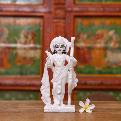 9" Pure White Marble Ram Darbar Idol Set | Ram, Sita, Lakshman And Hanuman Statues
