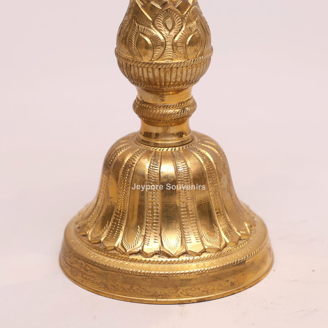 Traditional Brass Lakshmi Ganesha Kuthu Vilakku Oil Lamp