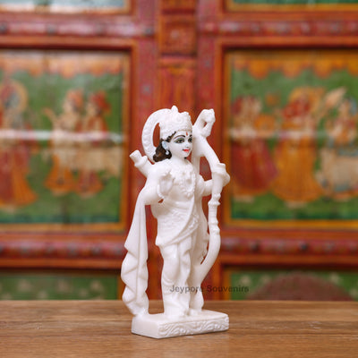 9" Pure White Marble Ram Darbar Idol Set | Ram, Sita, Lakshman And Hanuman Statues