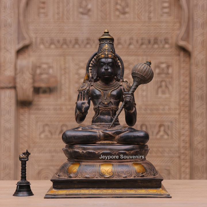 Handcrafted Brass Hanuman Ji Statue in Blessing Pose with Gada