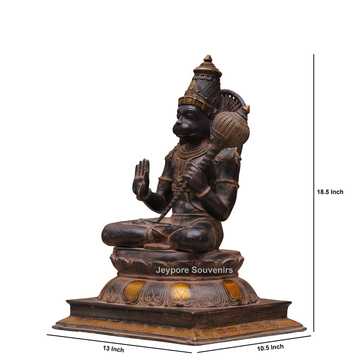 Handcrafted Brass Hanuman Ji Statue in Blessing Pose with Gada