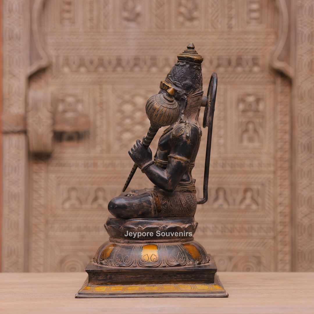 Handcrafted Brass Hanuman Ji Statue in Blessing Pose with Gada