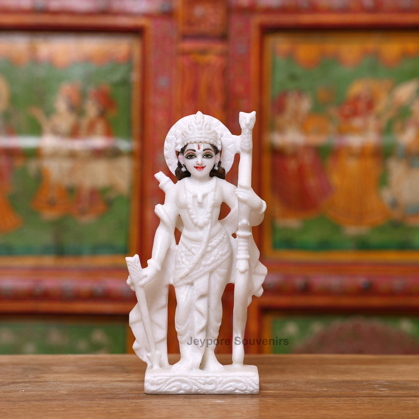 9" Pure White Marble Ram Darbar Idol Set | Ram, Sita, Lakshman And Hanuman Statues