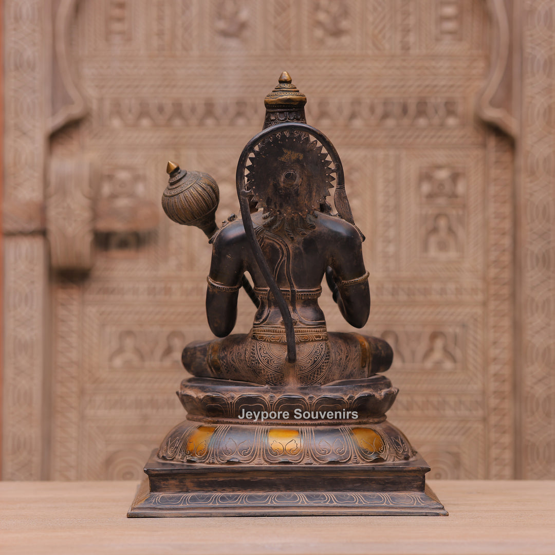 Handcrafted Brass Hanuman Ji Statue in Blessing Pose with Gada