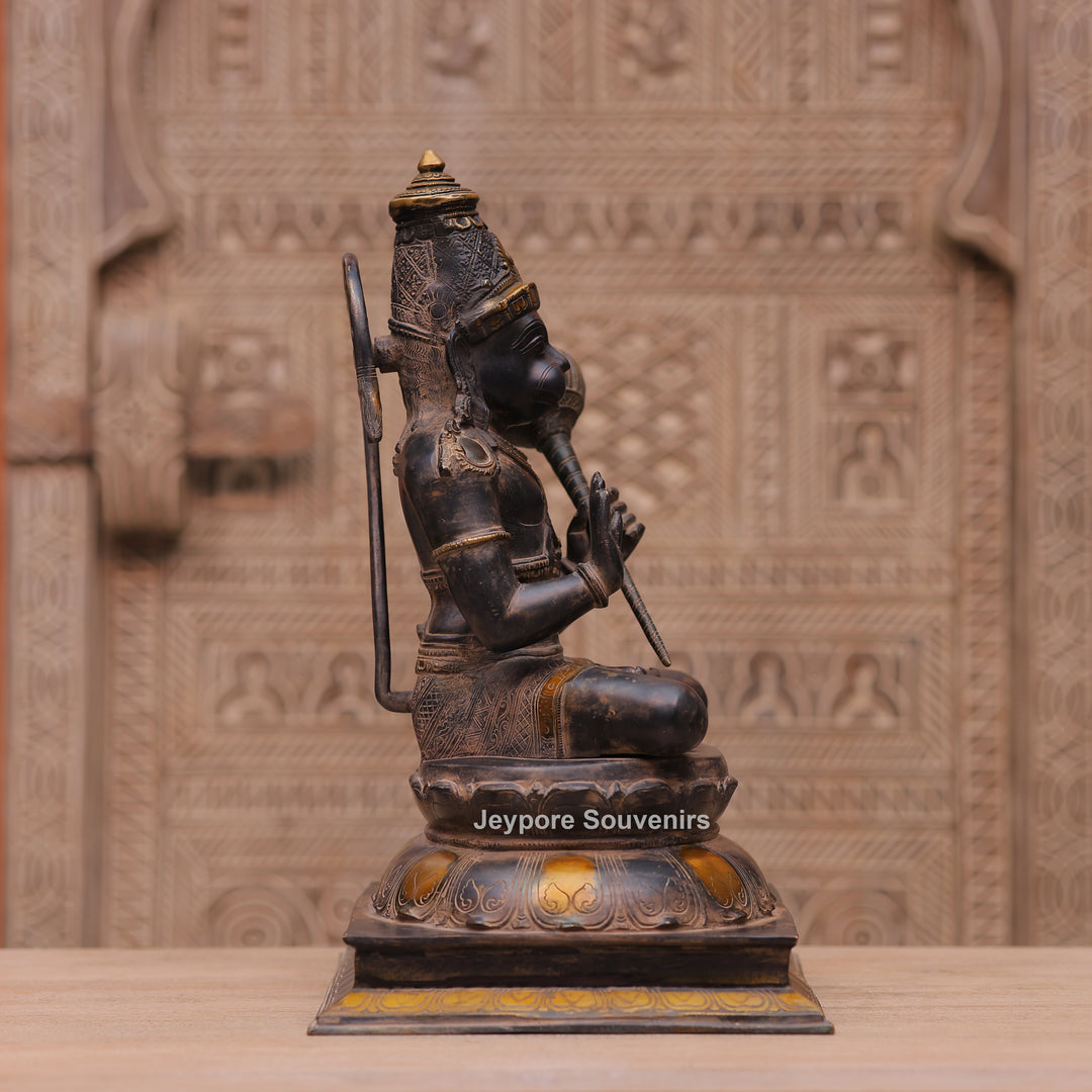 Handcrafted Brass Hanuman Ji Statue in Blessing Pose with Gada