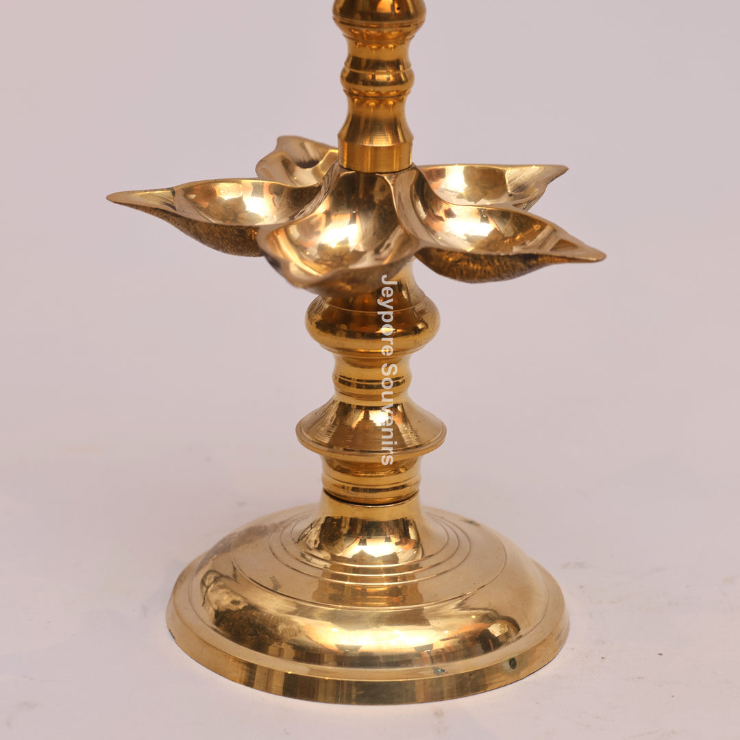 South Indian Brass Peacock Multi-Tier Kuthu Vilakku Oil Lamp