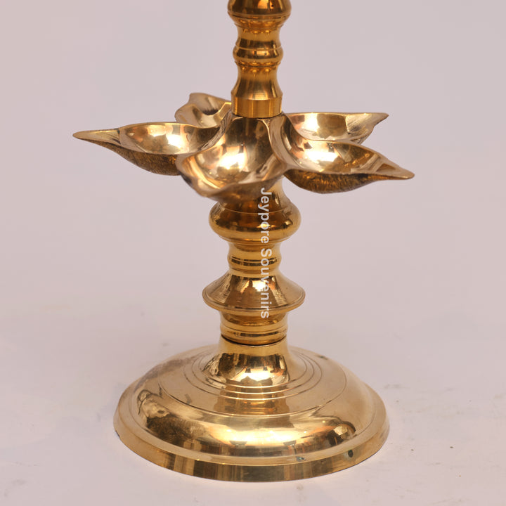 South Indian Brass Peacock Multi-Tier Kuthu Vilakku Oil Lamp