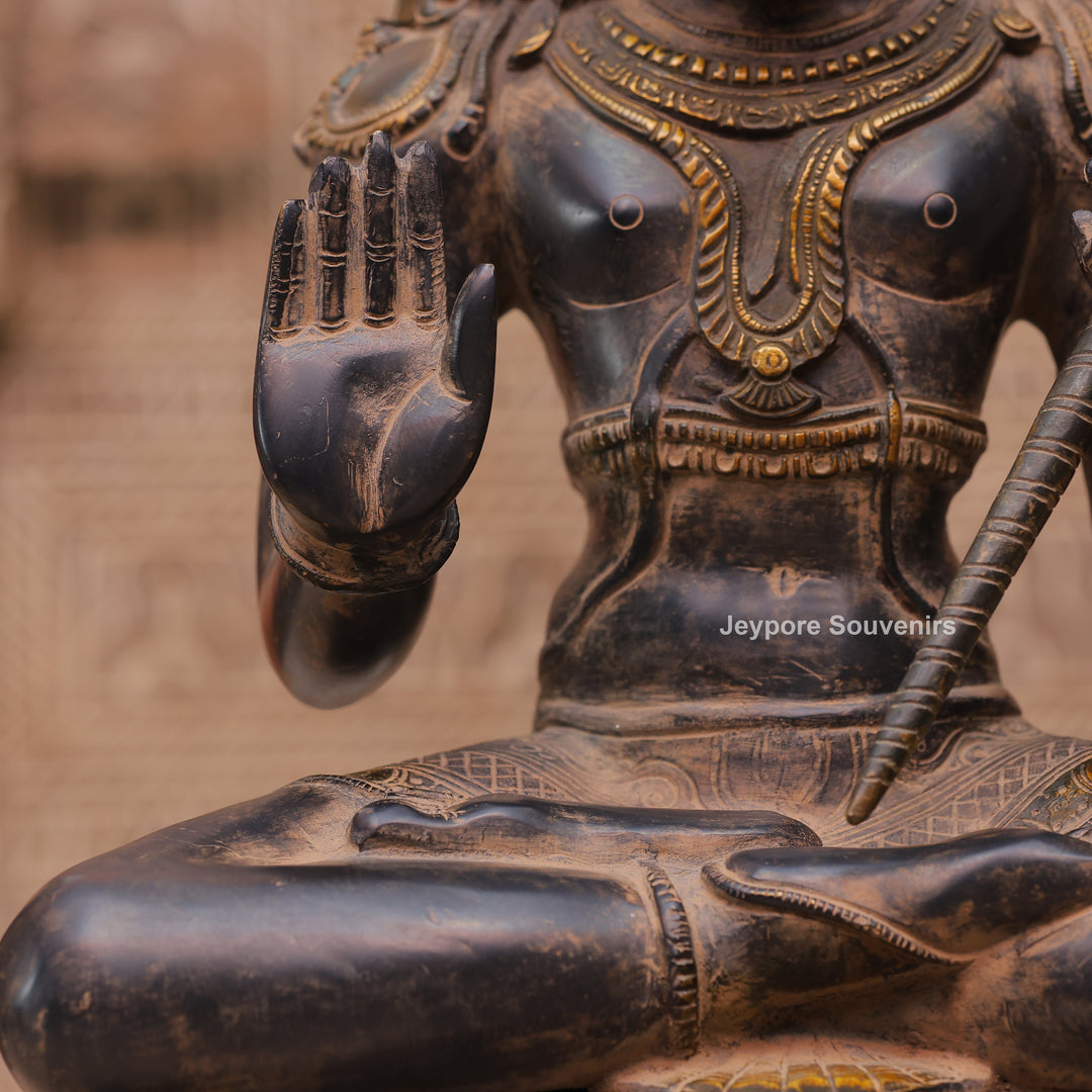 Handcrafted Brass Hanuman Ji Statue in Blessing Pose with Gada