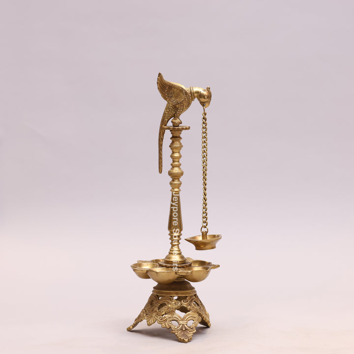 Handcrafted Brass Parrot Hanging Oil Lamp