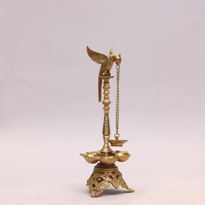 Handcrafted Brass Parrot Hanging Oil Lamp