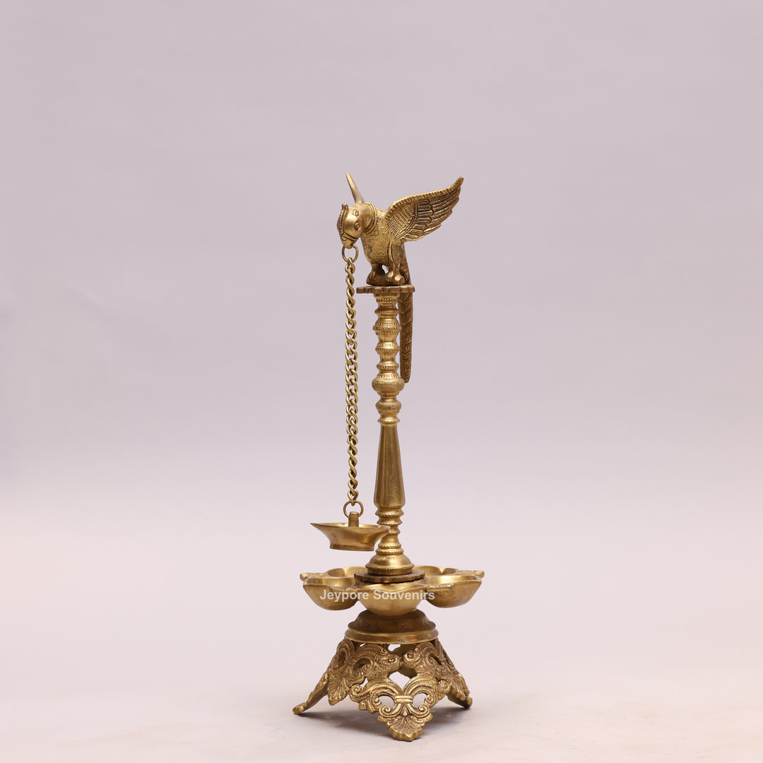 Handcrafted Brass Parrot Hanging Oil Lamp